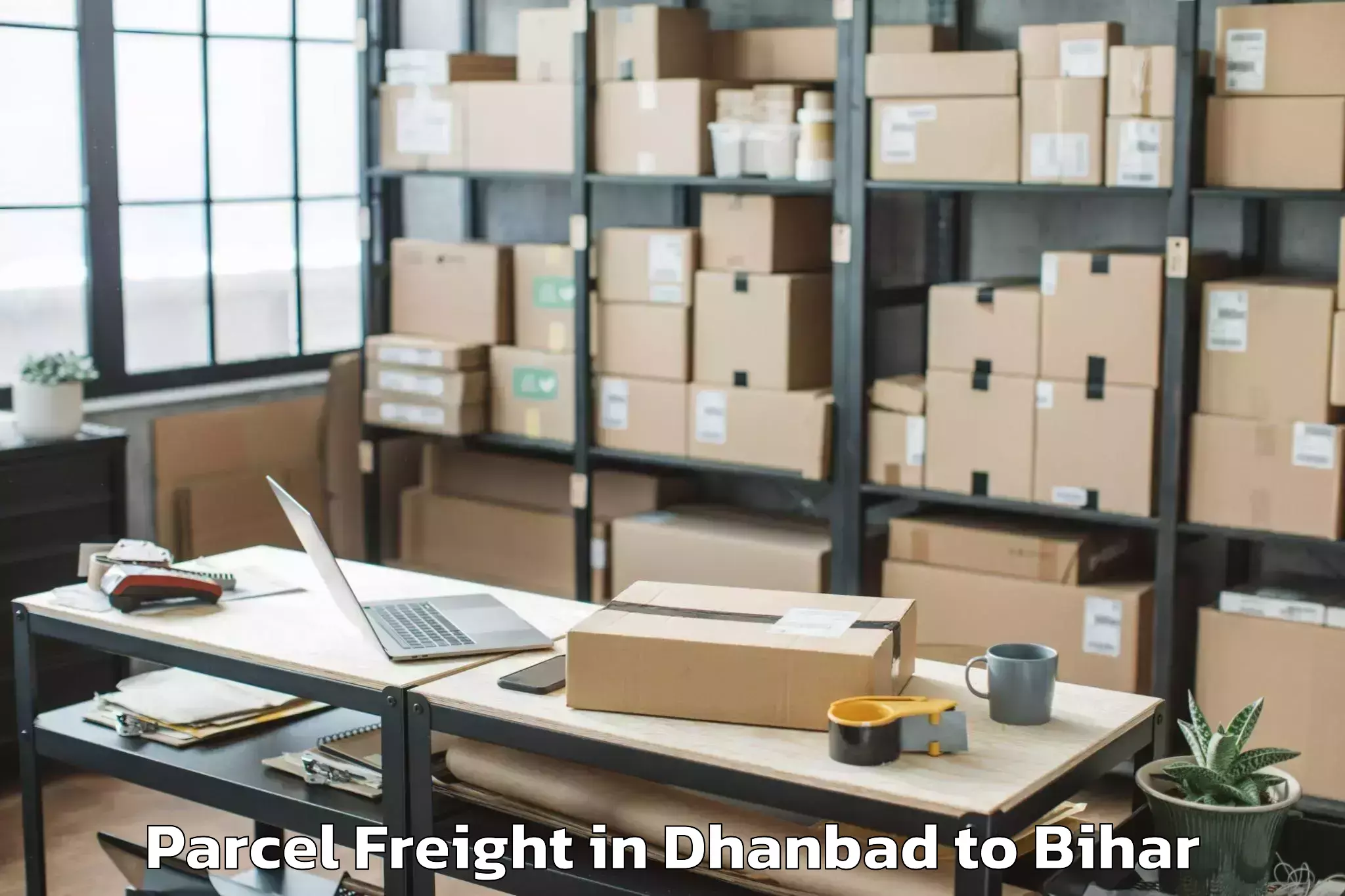 Easy Dhanbad to Bithan Parcel Freight Booking